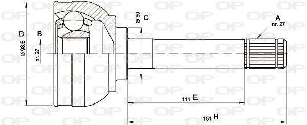 OPEN PARTS Шарнирный комплект, приводной вал CVJ5563.10